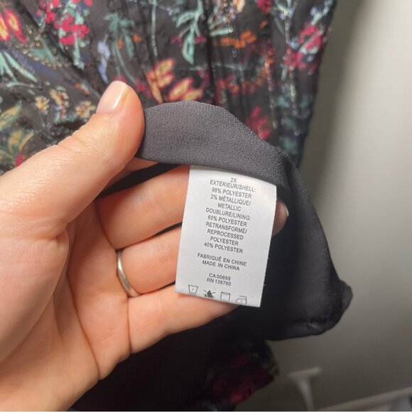 Penningtons women's black floral long puff sleeve fairy witchy loose blouse 2X - Picture 6 of 7